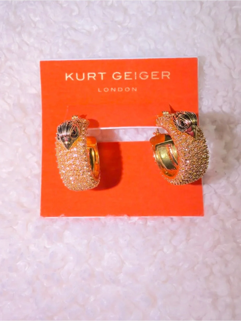 Kurt Geiger Gold Pave Crystal Hoop Earrings
